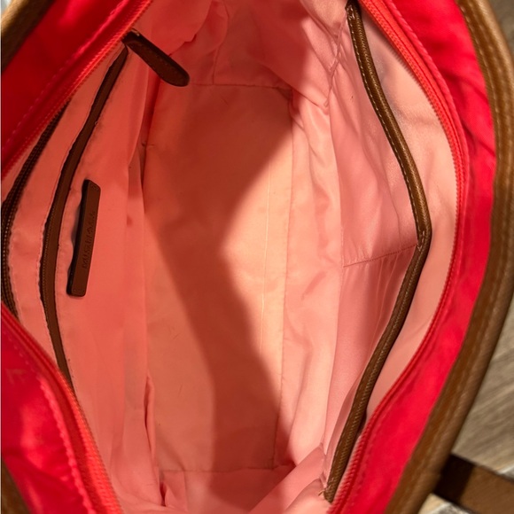 Michael Michael Kors Kempton Medium Nylon Tote With Leather Trim in Red/Khaki! - Picture 7 of 13